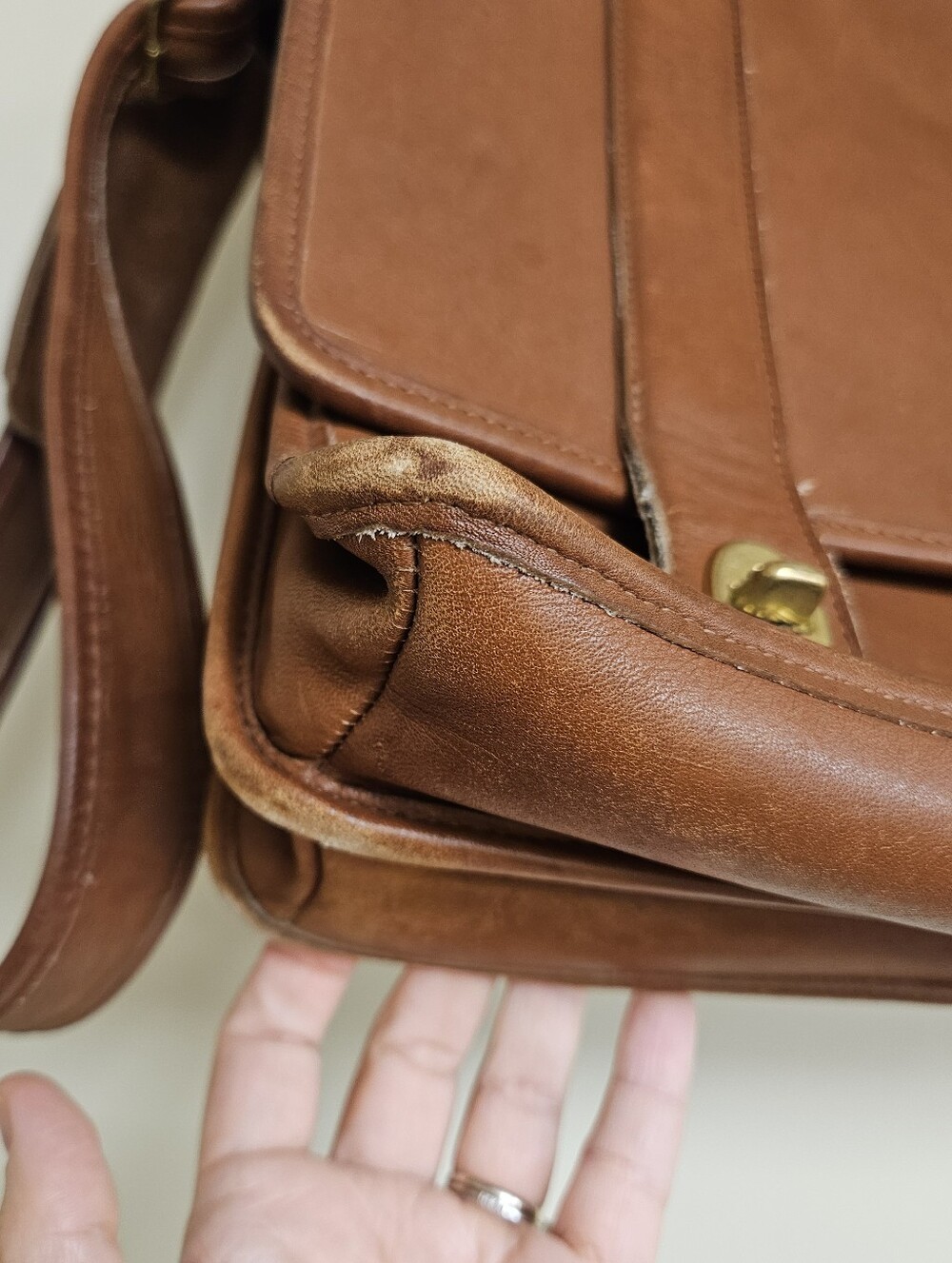 VTG COACH Bag Briefcase Business Men's Leather 5274 Essex Brief Cognac Brown - Picture 8 of 16